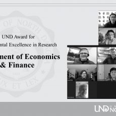 Congratulations NCoBPA Department of Economics & Finance for receiving the UND Award for Departmental Excellence in Research
