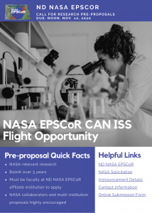 ND NASA EPSCoR Research Request for Pre-Proposals – NASA EPSCoR ISS CAN
