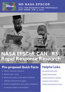 ND NASA EPSCoR Request for Pre-Proposals – NASA EPSCoR R3 CAN