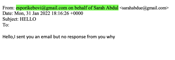 ON BEHALF OF SARAH ABDUL- JANUARY 31, 2022