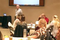 Bruce Horwitz, a national expert on substance abuse screening and intervention, addresses an audience of North Dakota behavioral healthcare professionals on Monday, Nov. 14, at the Alerus Center in Grand Forks. Photo courtesy of Thomasine Heitkamp.