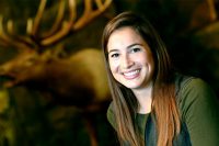 UND graduate student Jacqueline Amor is in the driver’s seat of a collaborative effort among the University of North Dakota, the North Dakota Game and Fish Department and the Standing Rock Sioux Tribe to understand the state’s elk population. Photo by Jackie Lorentz.