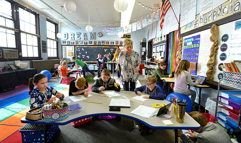 Delzer, in her Mapleton, N.D. third-grade classroom, graduated from UND with a double major in elementary education and early childhood education in 2008. She also earned her master’s degree in elementary education from UND in 2014. Photo produced and featured in the New York Times, Sept. 2 edition.