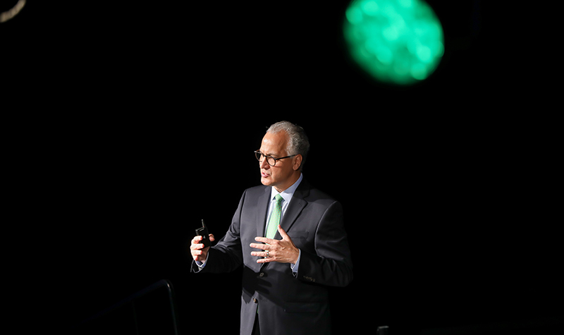 UND President Mark Kennedy told a crowd of community and campus leaders at his annual Wake up to UND talk that, with its strong stratetic plan and marketing, UND can succeed and grow, despite the ever growing challenges facing higher education. Photo by Shawna Schill.
