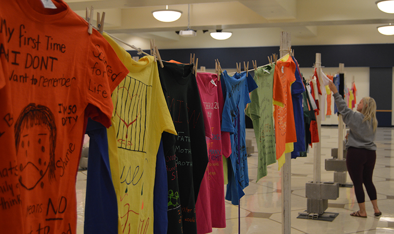 For the past 22 years, the Clothesline Project, as it’s known, has been a powerful staple on campus during these weeks of action, chock full of awareness activities and devoted to violence and sexual assault prevention. Photo by Connor Murphy/UND Today.
