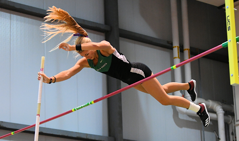 Foster credits her passion and motivation for her success as both an athlete and pilot. Since arriving at UND as a track and field walk-on, Foster has pursued a degree in commercial aviation as a helicopter pilot. Image courtesy of North Dakota Athletics