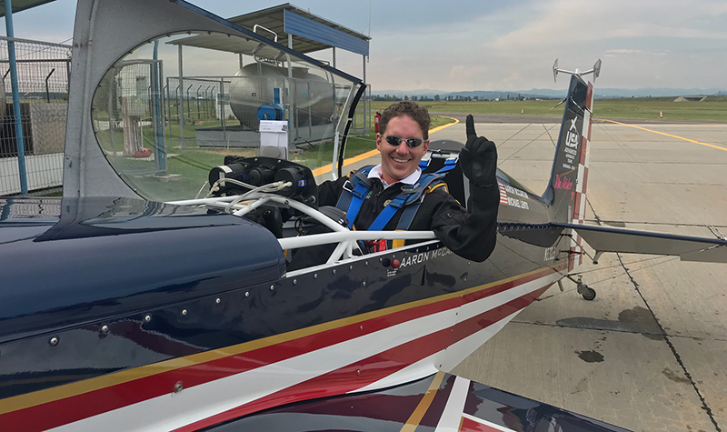 Lents — a master certified flight instructor and assistant professor and collegiate aerobatics coach at UND — placed fifth overall among the world’s best pilots. Image courtesy of Mike Lents.