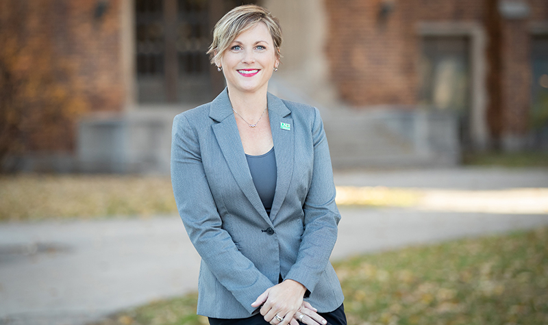 Meloney Linder, vice president for marketing & communications, comes to UND from the University of Wisconsin-Madison, where she served as the chief communication officer for Wisconsin's School of Business. She is a native of Fergus Falls, Minn. Photo by Shawna Schill/UND Today.