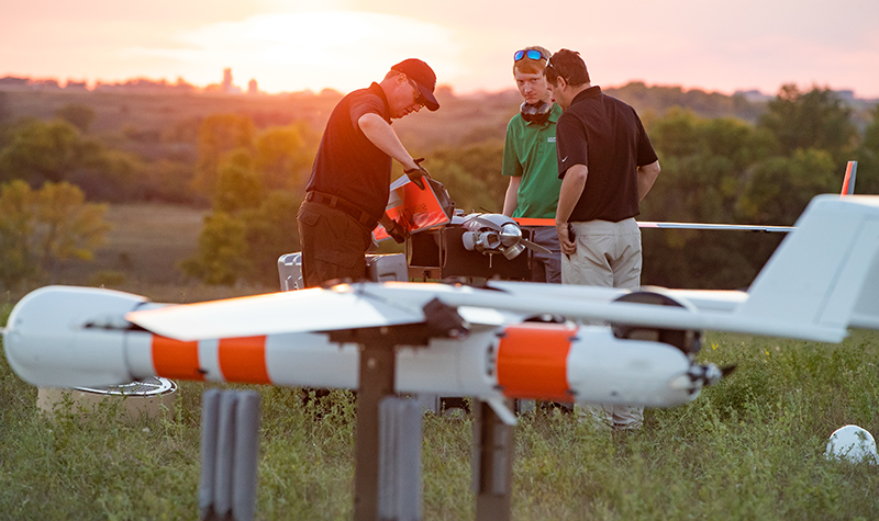 Askelson, working with colleagues like Paul Snyder, a leader in unmanned aircraft systems (UAS) education and training at UND, has an ambitious proposal to make the UND campus and nearby Ray Richard’s Golf Course an autonomous urban test bed and education/training range, respectively.
The former would turn the UND campus into a “please fly zone,” an island where UAS and other autonomous systems are free to integrate with society in a quasi-urban setting.