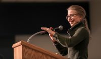 Sarah Smarsh talks to the audience about her book before her reading in the Memorial Union at the 50th Annual Writers Conference at UND.
Jackie Lorentz photo/ UND Today