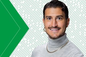 Daniel Bartholomay on a green and white background