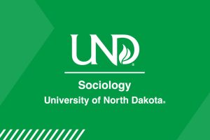 University of North Dakota Sociology logo on green background.