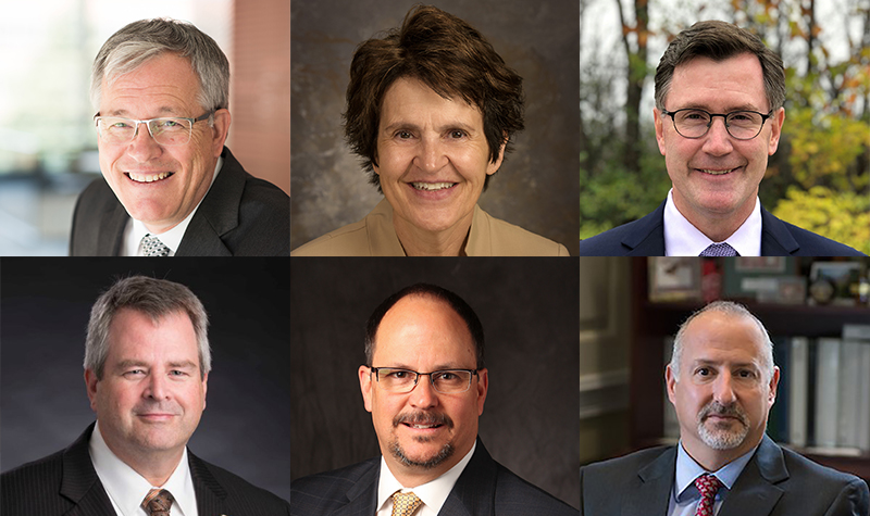 Dr. Chuck Staben, Dr. Laurie A. Stenberg Nichols, Dr. Andrew P. Armacost, Dr. Paul J. Tikalsky, Dr. Robert J. Marley and Dr. David V. Rosowsky will be appearing on campus throughout November as candidates for the position of President of the University of North Dakota
