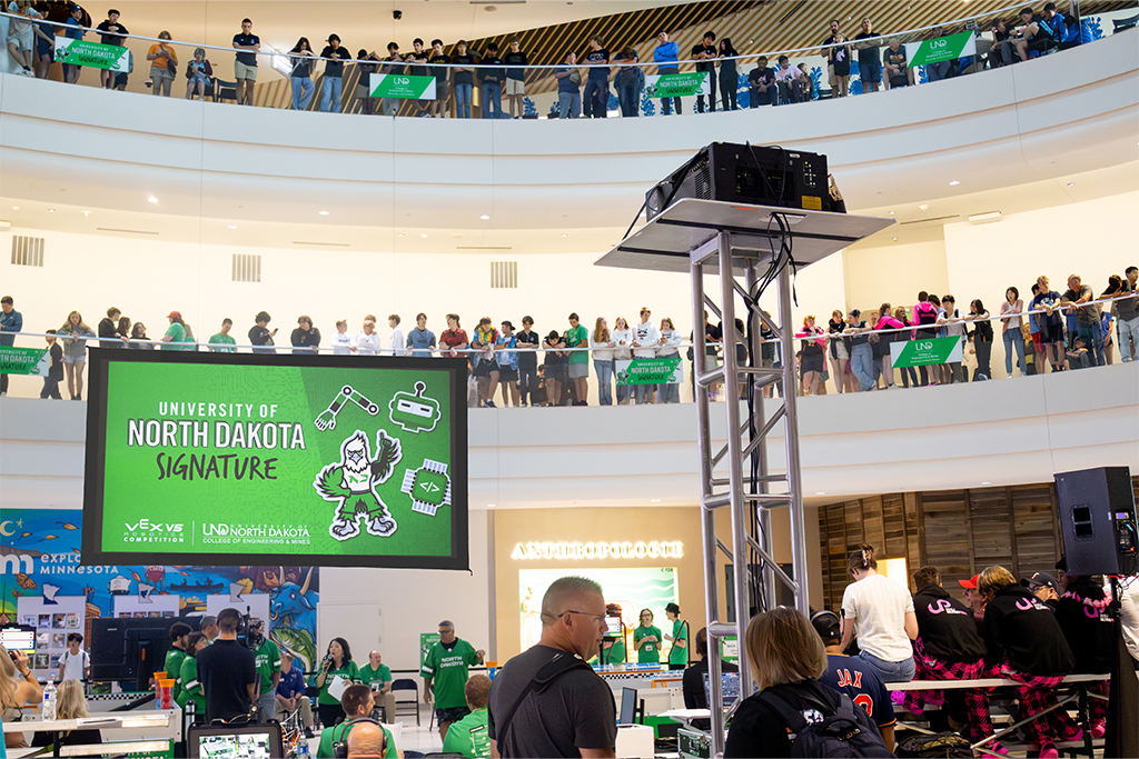 A large atrium at the Mall of America is filled with spectators for an event.