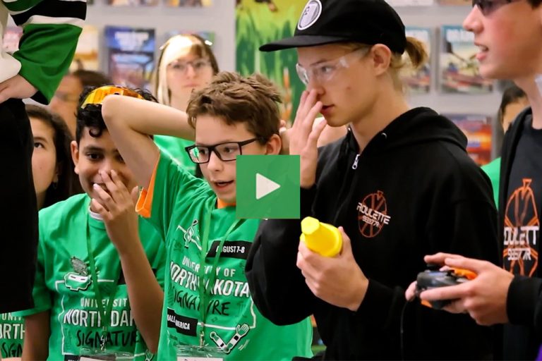 A video thumbnail previewing up-close footage of a robotics competition at the Mall of America.