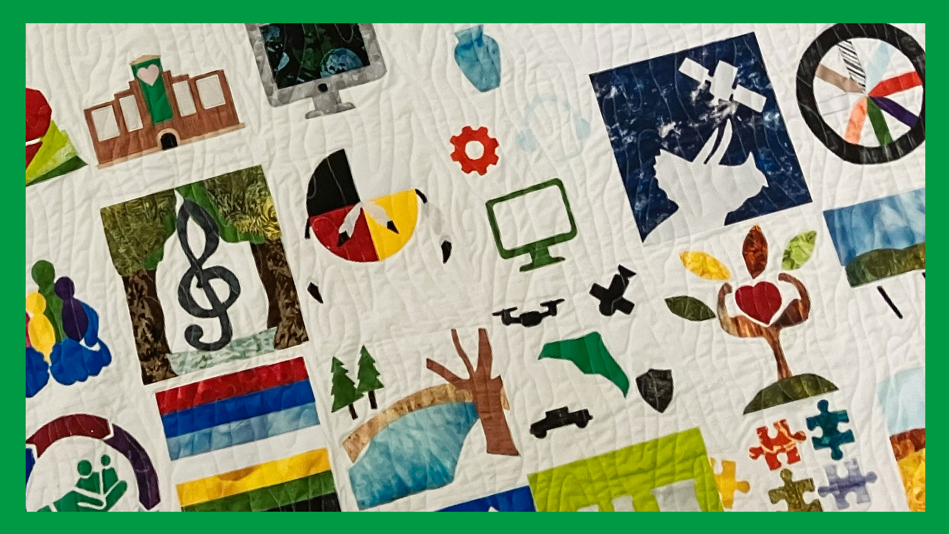 a close up of a quilt