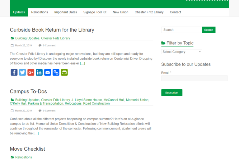 Campus Renewal & Construction Updates blog screenshot