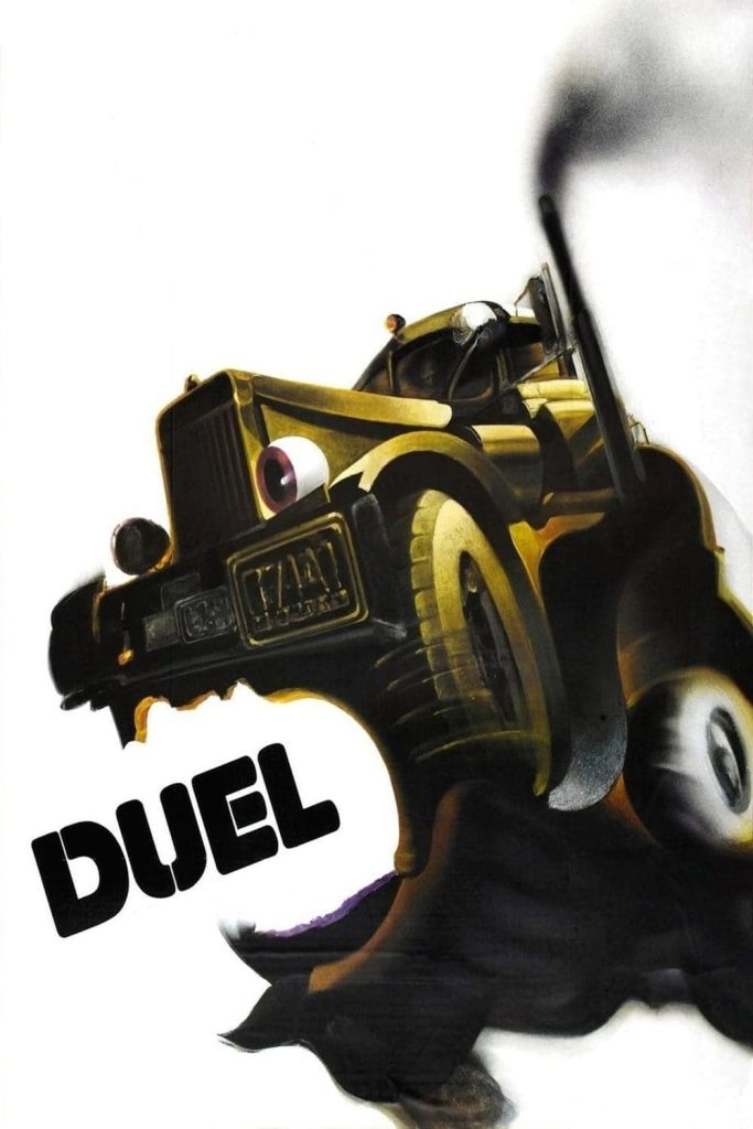Movie poster for Duel depicting a semi-truck edited to look like a gaping maw