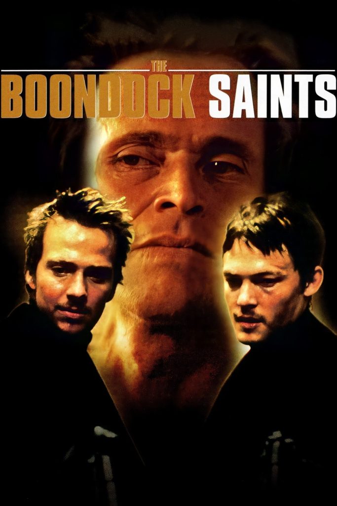 Movie poster for The Boondock Saints showing the faces of the three central characters