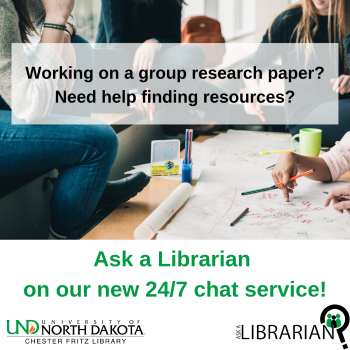 Working on a group research paper? Need help finding resources? Ask a Librarian on our new 24/7 chat service!