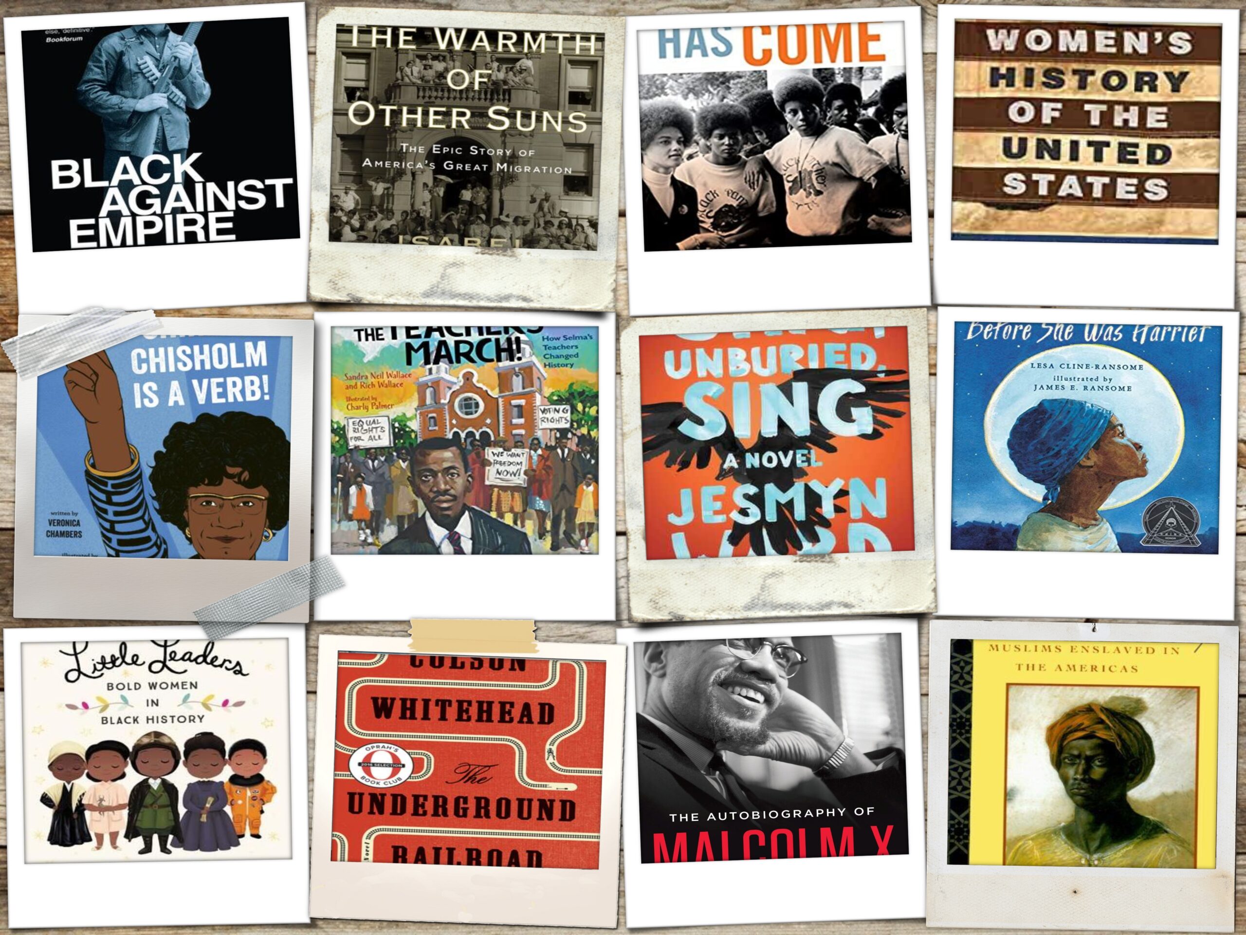 Collage of covers of books related to Black History Month