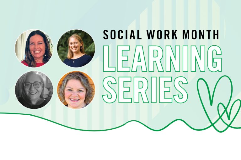 Social Work Learning Month Series with speakers (inset)