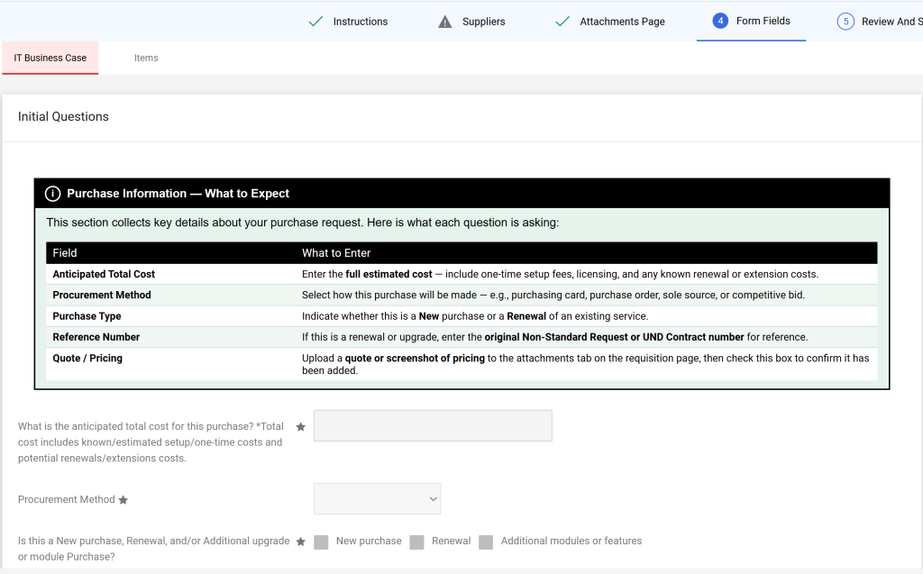 Screenshot of Updated Forms