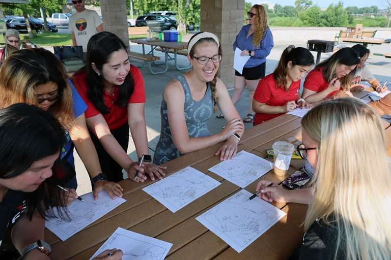Group works together to label map