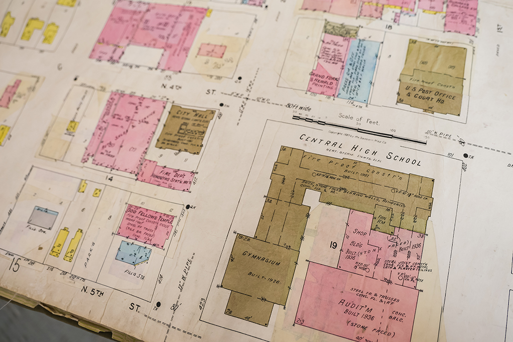 Close view of city plat map