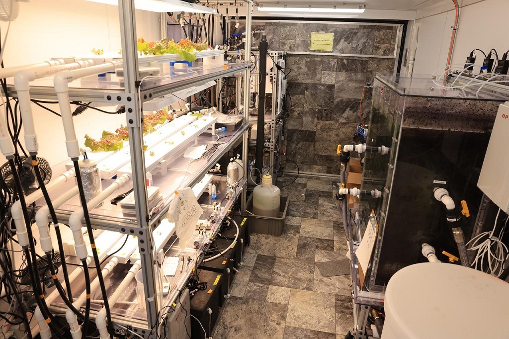 Interior of NASA wastewater treatment facility lab