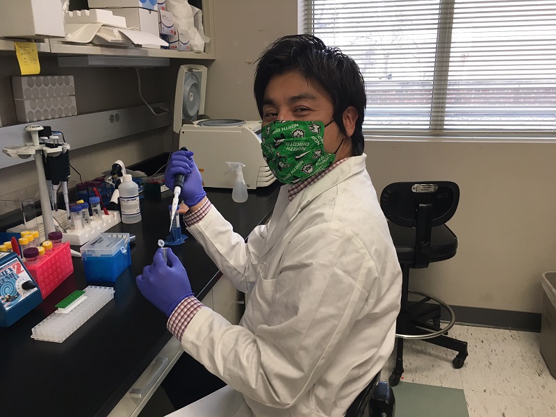 Dr. Motoki Takaku in the lab at the UND School of Medicine & Health Sciences