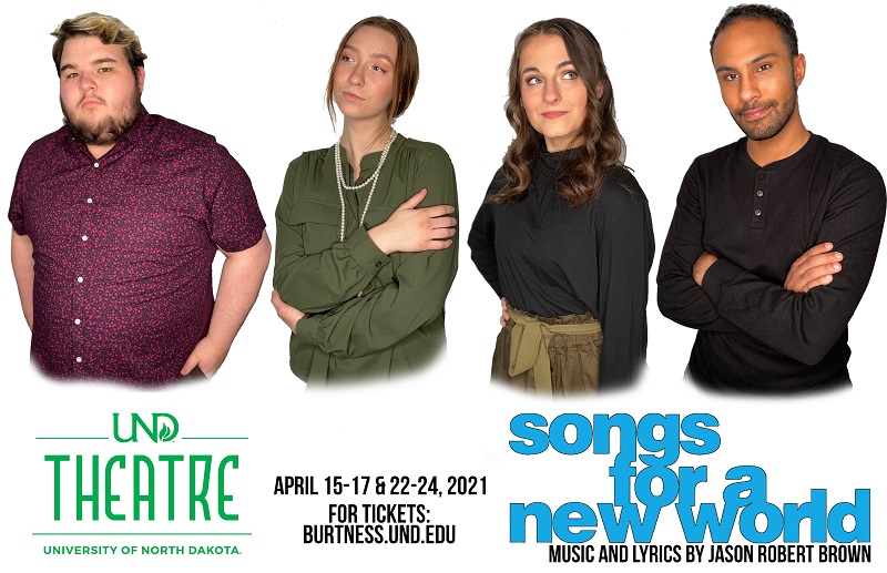Kyle Mason, Stevee Wittlieb, Erin Chaves, Robert Cooper perform in 'Songs for a New World' by UND Theatre Arts