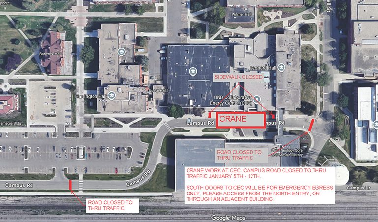 Map showing area of road closure and position of barricades