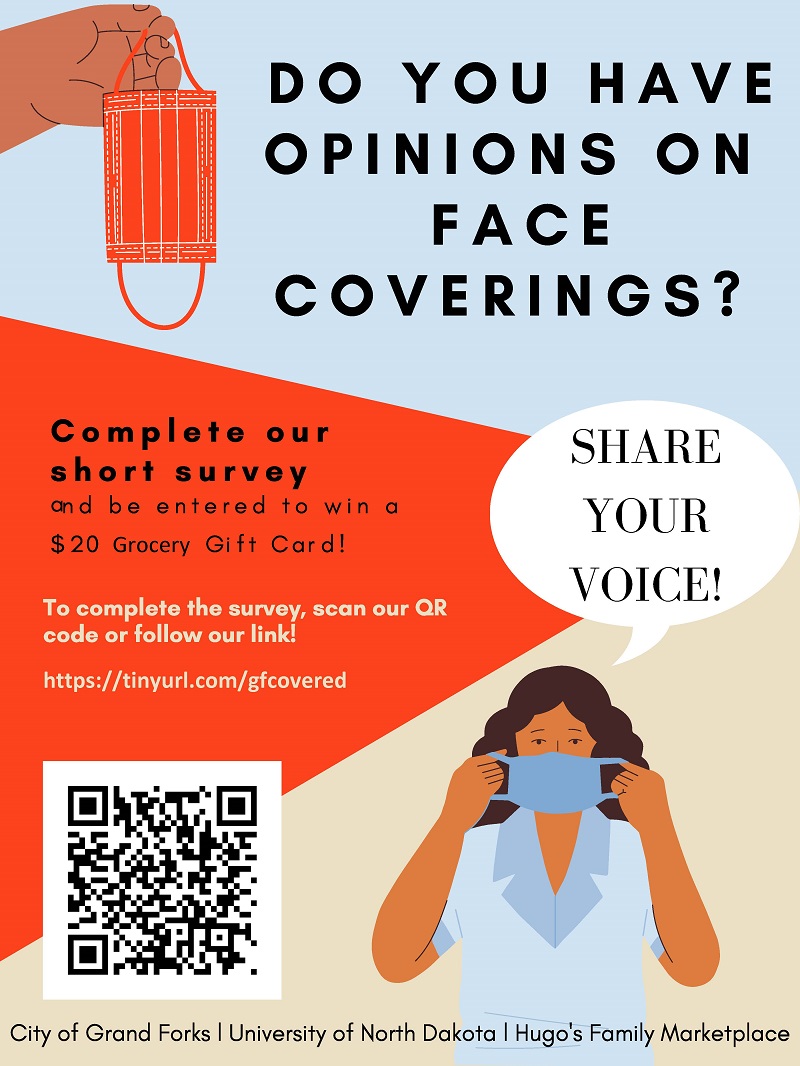 Do you have opinions on face coverings flyer with QR code for survey