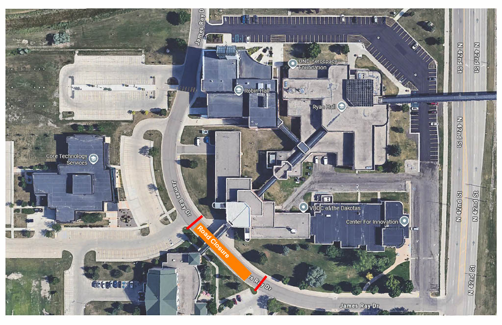James Ray Drive closure near Information Technologies Building - University Letter