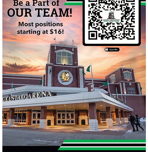 Ralph Engelstad Arena job posting with QR code