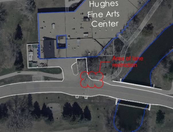 Partial lane closure near Hughes Fine Arts Center on Oct. 29-30 - University Letter