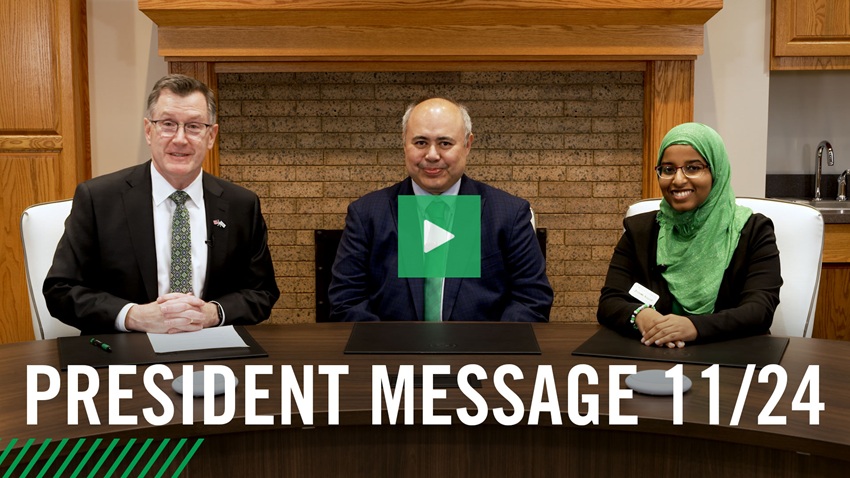 Nov. 25 video message from President Armacost - University Letter