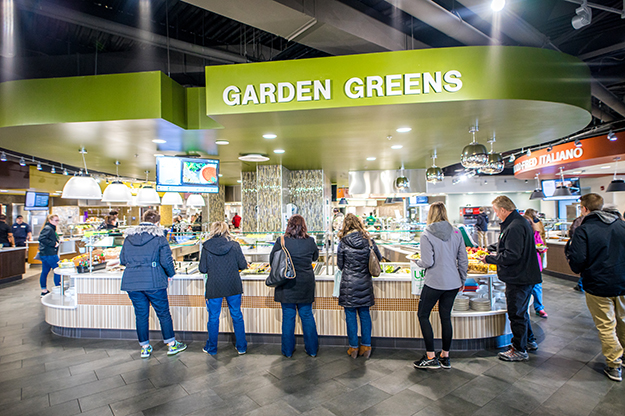 The architects for Wilkerson Commons, one of UND's primary campus dining facilities, earned a top design award for trendsetting features that included a number of environmental, cost-saving features. Photo by Tyler Ingham.
