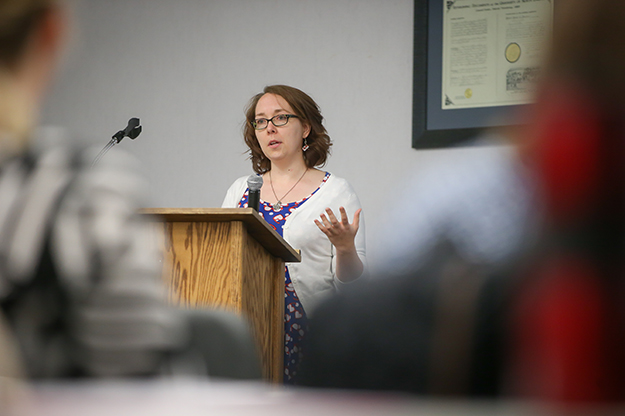Stephanie Baltzer Kom, Head of Technical Services for the ND State Historical Society Archives