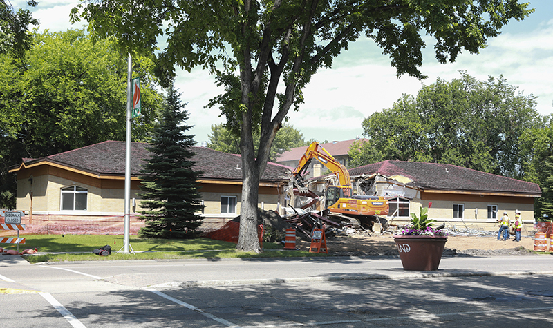 The Strinden Center, former home of the Alumni Association, is one of seven buildings being demolished on the UND campus this summer to reduce costs. Photo by Jackie Lorentz.