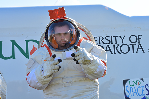 Stefan Tomović,, an electrical engineering major with a minor in computer science from Cold Spring, Minn., is a crew member on UND's Space Studies' latest mission, which features two new research modules for plant production and extravehicular activities, funded with a new NASA grant of $750,000. Image courtesy of UND Space Studies.