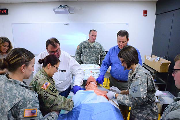 The UND PA program offered the specialized training to the Guard at no charge, as part of its service mission, and the Simulation Center was simply reimbursed for supplies. Image courtesy of the SMHS.