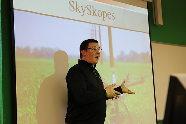 The CHOICE course features UND alumni who have used their humanities degrees to find success in unique fields. SkySkopes CEO Matt Dunlevy graduated with a history degree and used his communication skills to found a successful UAS startup. Photo by Connor Murphy/UND Today.
