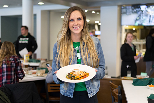 Amelia Johnson, nutrition & dietetics major and student athlete, helped plan the Chef's Table event and chose most of the recipes. 