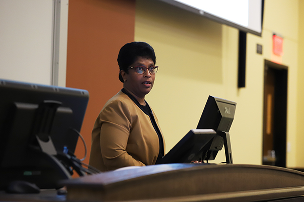 Madhavi Marasinghe, UND CIO, is seeking feedback on a new One UND IT Strategic Plan. The new plan has seven goals and core values of customer service, collaboration and innovation. Photo by Connor Murphy/UND Today.