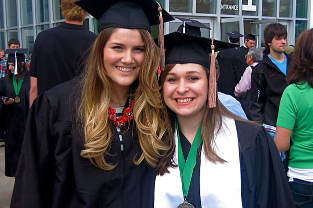 Anne Holland (left) and Winsor grew to be close friends throughout their time at UND. She says Winsor often mentioned her goal to one day give back to the department and University that availed her so many opportunities to succeed. Image courtesy of Anne Holland.