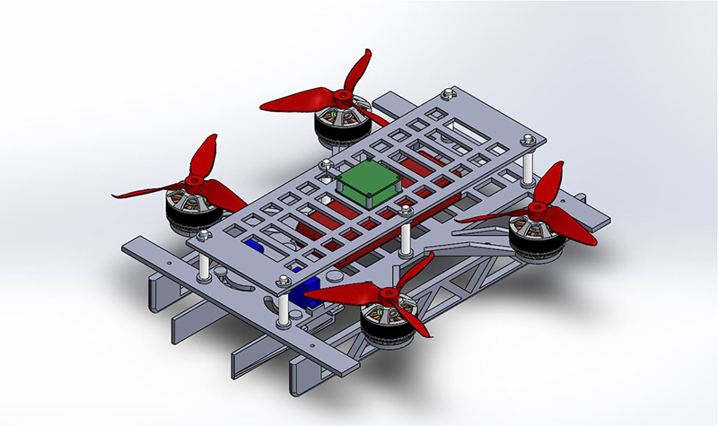 Render of 3d-printed quadcopter