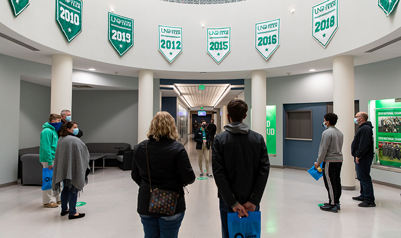 Tour group in Odegard Hall