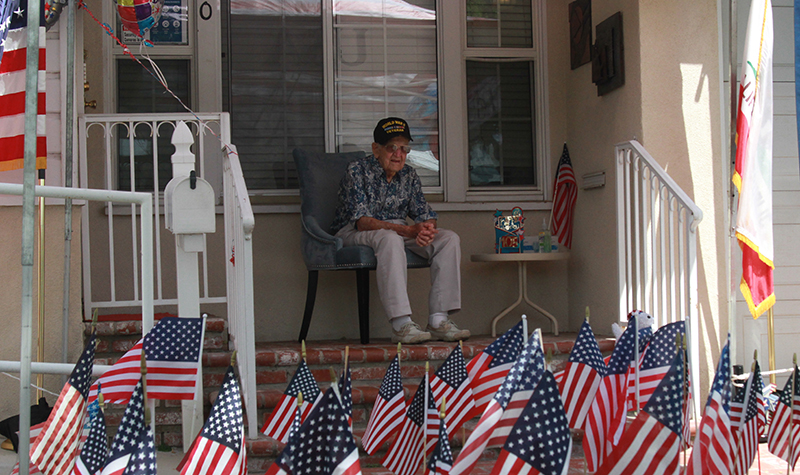 Retired Lt. Col. Sam Sachs on porch